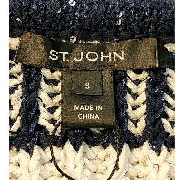 St. John Navy & Ecru Striped Sweater, Small, NWT - Picture 3 of 7